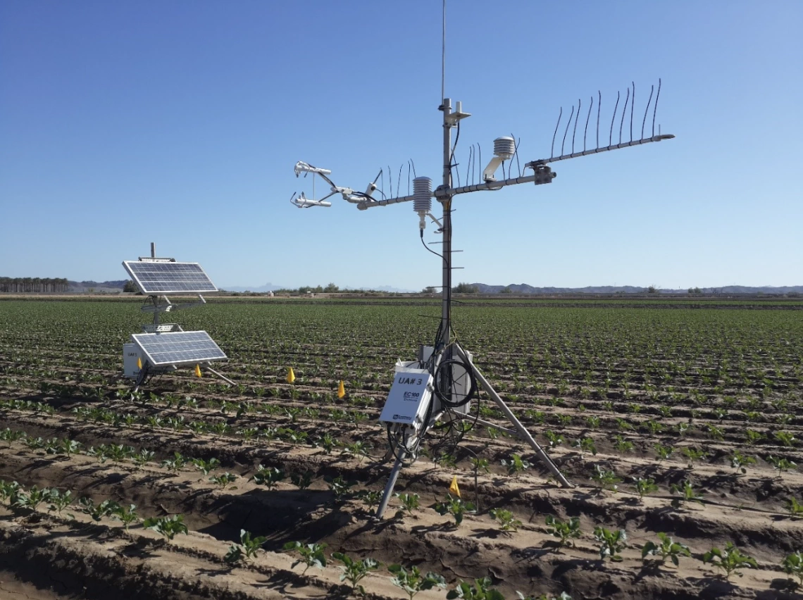 Figure 1. Eddy covariance system in a cauliflower production field in the lower Colorado River region.